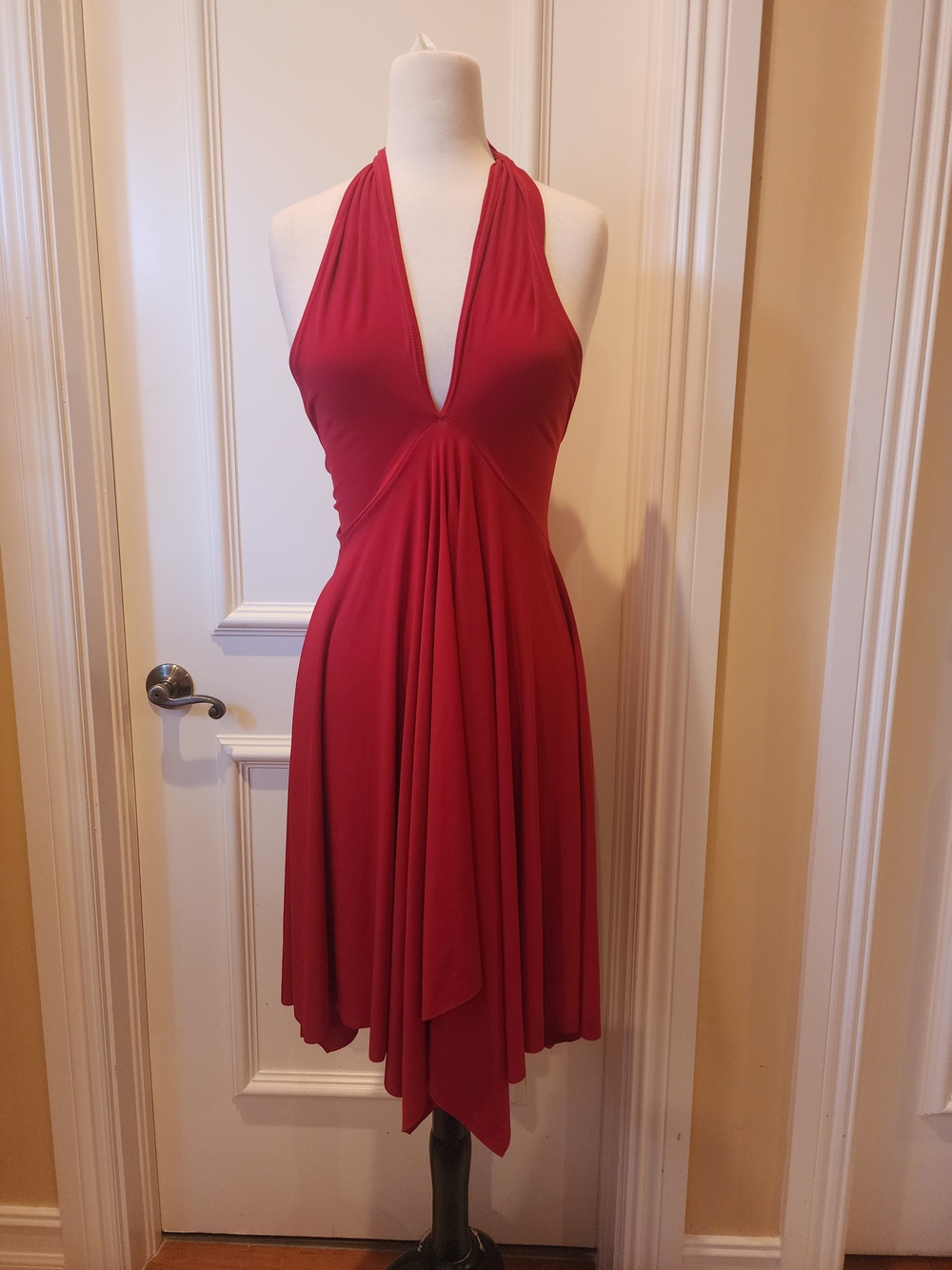 Body Wrappers Red One-Shoulder Halter Dress